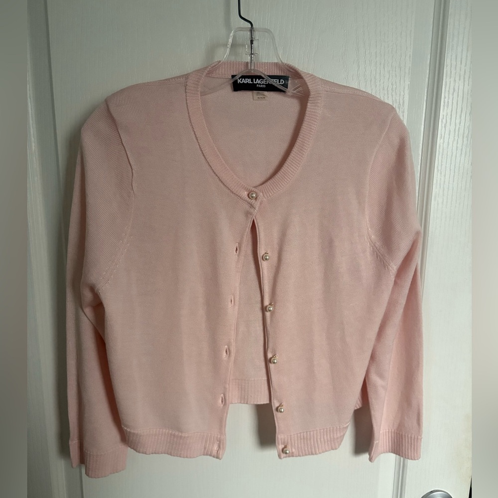 Karl Lagerfeld size medium pink cardigan with pearl buttons size medium